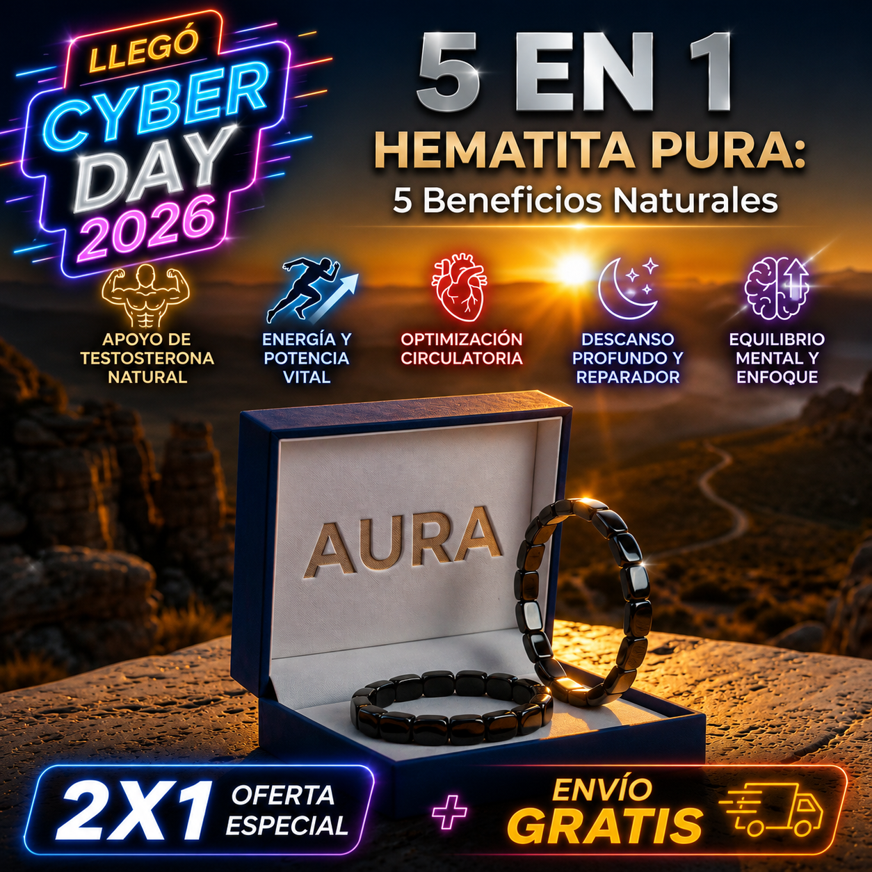 Pulsera de HEMATITA Original Energia Natural